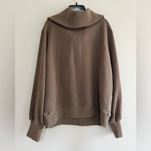 Varley Vine Half-Zip Ottoman Pullover in Stone Olive Beige Green, size L - Picture 5 of 14